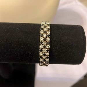 New Rhinestone Black and White Studded Checkered Pattern Stretch Bracelet